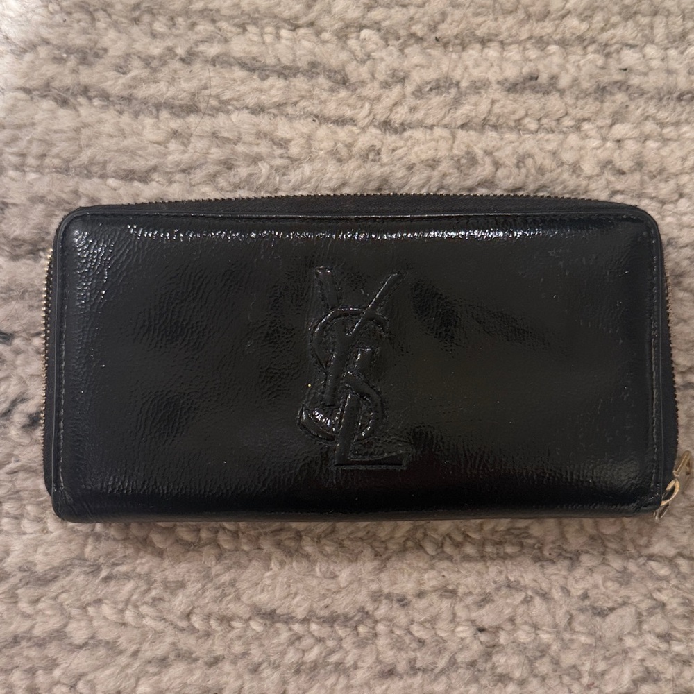 YSL Yves Saint Laurent Authentic Black Patent Leather Wallet